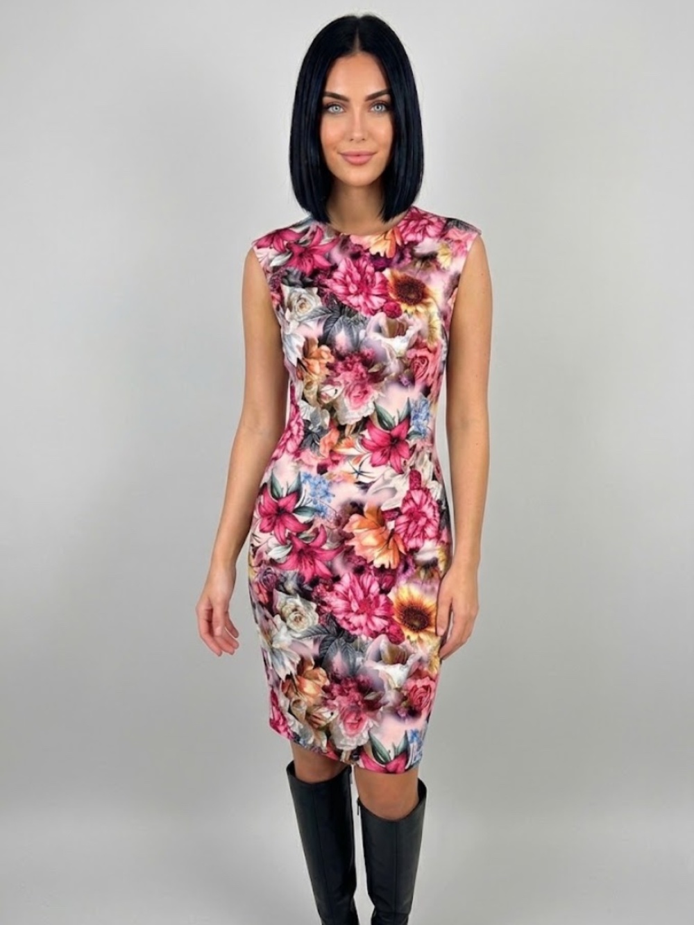 Alexia Admor Pink Floral Scuba Sheath Midi Dress Size S